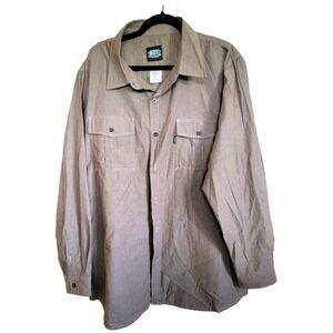 KEY Men's 2XLR Button Front Brown L/S‎ Shirt Performance Comfort NWT